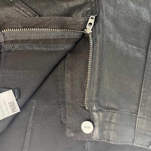 PAIGE Mayslie Cropped Coated Jogger Pants in Black Size 27 - Picture 5 of 11